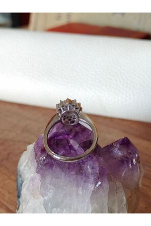 Vintage Tasarım Platin Modeli Safir Taşlı Anturaj Pırlanta Yüzük