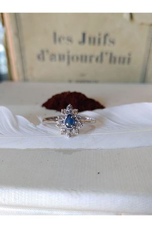 Vintage Tasarım Safir Taşlı Anturaj Modeli Damla Temalı Yüzük