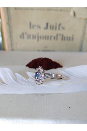 Vintage Tasarım Safir Taşlı Anturaj Modeli Damla Temalı Yüzük