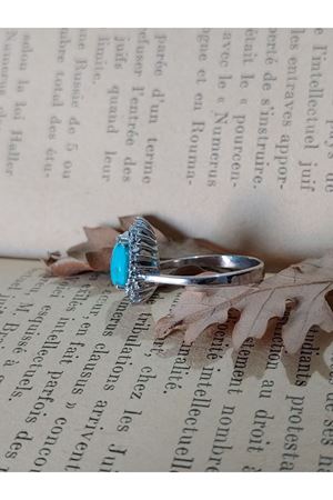 Anturaj Platin Modeli Pırlanta Firuze Yüzük 