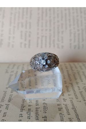 Vintage Tasarım  Platin Modeli Pırlanta Kazayağı Yüzük