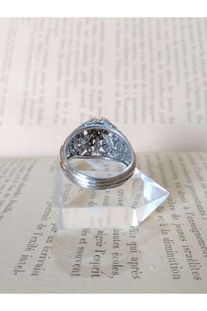 Vintage Tasarım  Platin Modeli Pırlanta Kazayağı Yüzük