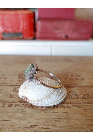 Vintage tasarım Firuze Taşlı anturaj pırlanta yüzük-2