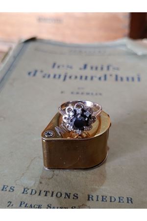 Vintage Tasarım Platin Modeli  Safir Taşlı Anturaj Yüzük