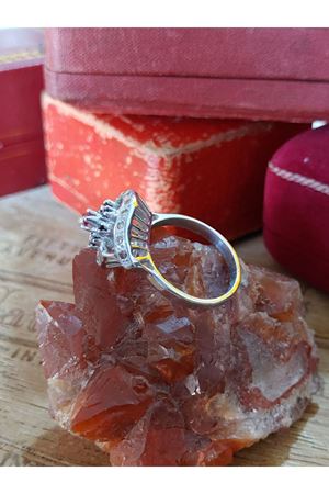 Salyangoz Modeli Vintage Yakut Safir Pırlanta Yüzük