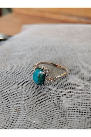 Vintage Tasarım Firuze Taşlı Anturaj Pırlanta Yüzük-3