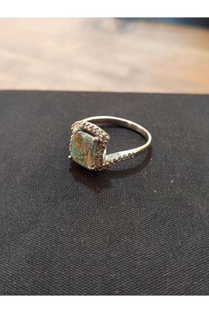 Vintage Tasarım Firuze Taşlı Anturaj Pırlanta Yüzük-4