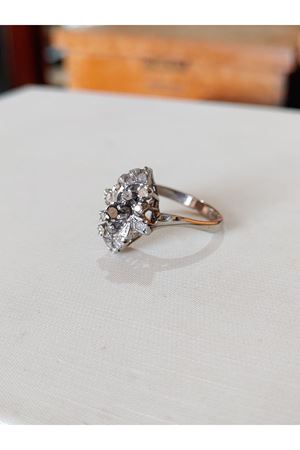 Vintage Tasarım Platin Modeli Safir ve Pırlanta Taşlı Mini Mekik Yüzük