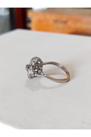 Vintage Tasarım Platin Modeli Safir ve Pırlanta Taşlı Mini Mekik Yüzük