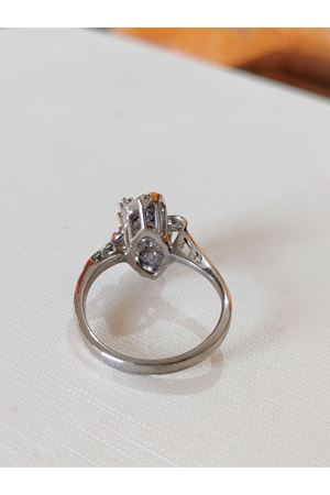 Vintage Tasarım Platin Modeli Safir ve Pırlanta Taşlı Mini Mekik Yüzük