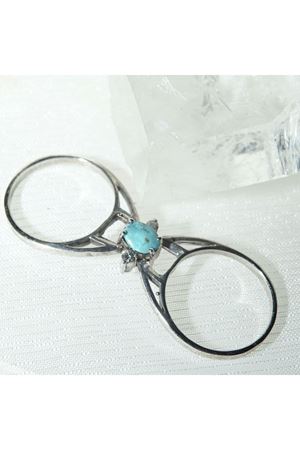 Özel Üretim iki Taraflı Pırlanta ve Firuze Kapşon Kesim Pırlanta Taşlı Çift İşlevli Yüzük