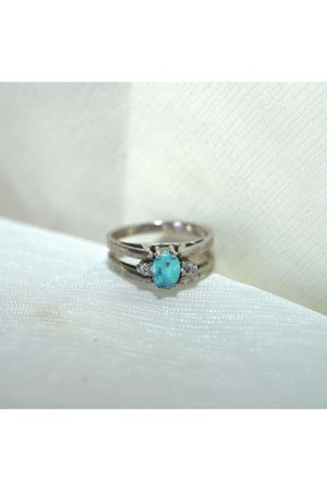 Özel Üretim iki Taraflı Pırlanta ve Firuze Kapşon Kesim Pırlanta Taşlı Çift İşlevli Yüzük