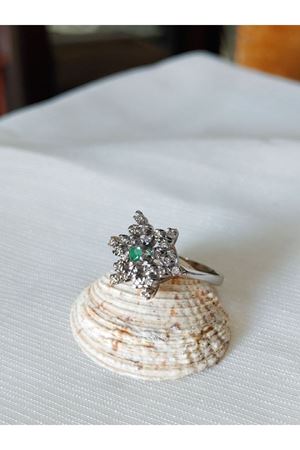 Vintage Tasarım Platin  Modeli Yıldız Temalı Pırlanta Yüzük