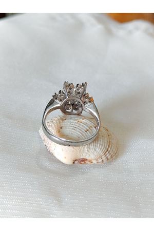 Vintage Tasarım Platin  Modeli Yıldız Temalı Pırlanta Yüzük