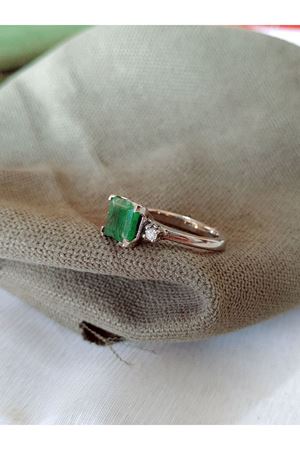 Vintage Tasarım Kare Zümrüt Yüzük