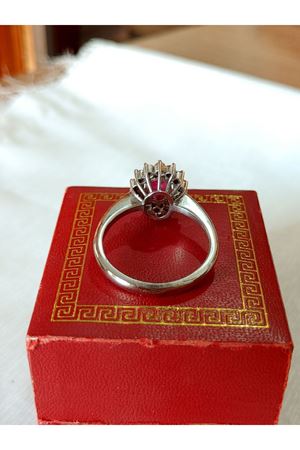 Vintage Tasarım Platin Modeli Pırlanta ve safir Taşlı Anturaj Yüzük 