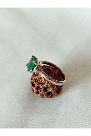 Vintage Tasarım Dikdörtgen Zümrüt Yüzük