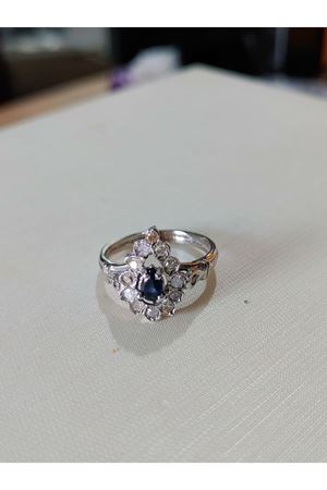 Vintage Tasarım Damla Temalı Safir Taşlı Yüzük