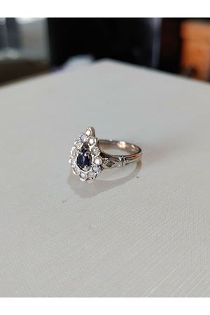 Vintage Tasarım Damla Temalı Safir Taşlı Yüzük