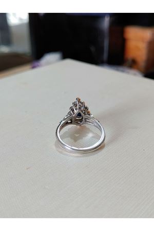 Vintage Tasarım Damla Temalı Safir Taşlı Yüzük