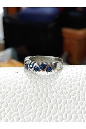  Vintage Tasarım Sekiz Taşlı Safir Yüzük