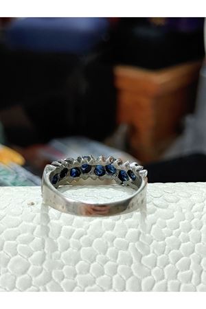  Vintage Tasarım Sekiz Taşlı Safir Yüzük