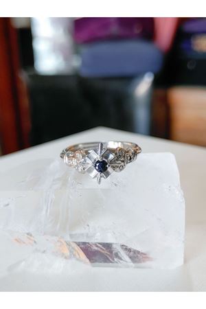 Vintage Tasarım Safir Taşlı Yüzük