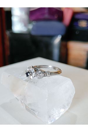 Vintage Tasarım Safir Taşlı Yüzük