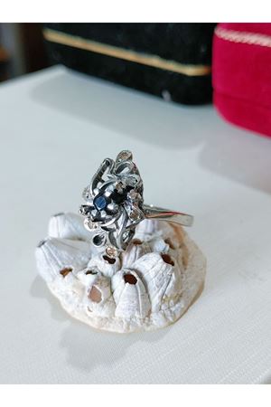 Vintage Tasarım Safir Taşlı Mekik Yüzük