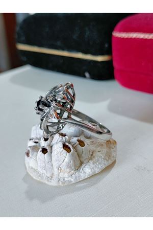 Vintage Tasarım Safir Taşlı Mekik Yüzük