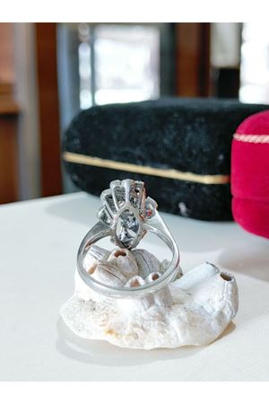 Vintage Tasarım Safir Taşlı Mekik Yüzük