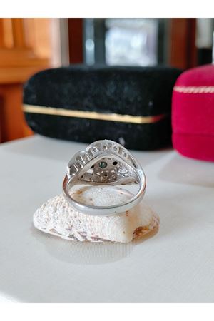 Vintage Tasarım Salyangoz Modeli Zümrüt, Safir ve Pırlanta Taşlı Yüzük