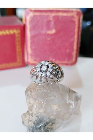 Vintage Tasarım Pırlanta Taşlı Kazayağı Yüzük