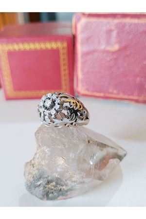 Vintage Tasarım Pırlanta Taşlı Kazayağı Yüzük