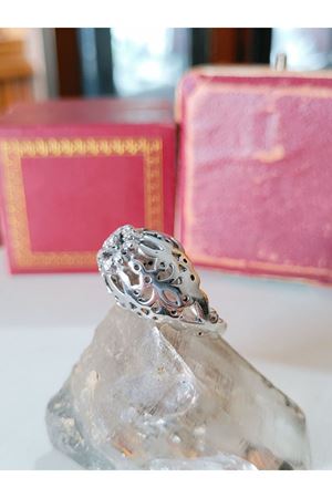 Vintage Tasarım Pırlanta Taşlı Kazayağı Yüzük