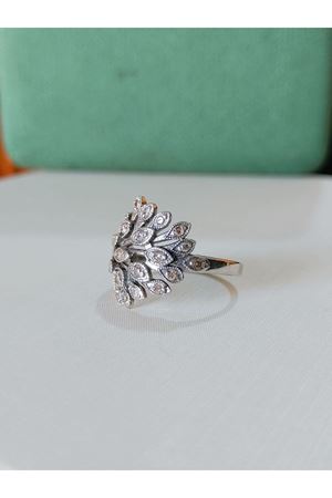 Vintage Tasarım Pırlanta Taşlı Yaprak Temalı Yüzük