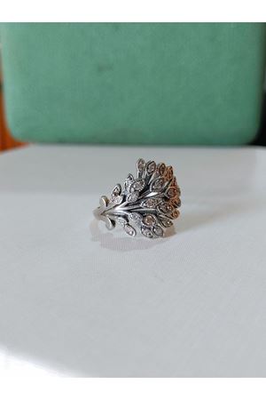 Vintage Tasarım Pırlanta Taşlı Yaprak Temalı Yüzük