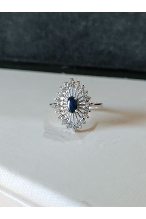 Vintage Tasarım Pırlanta ve Safir Taşlı Yüzük