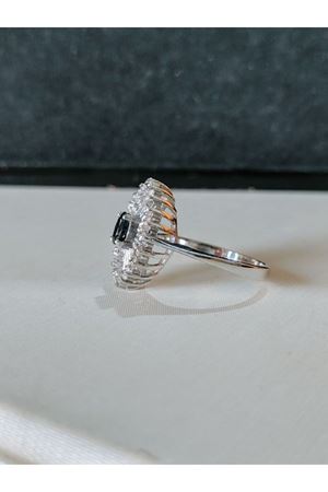 Vintage Tasarım Pırlanta ve Safir Taşlı Yüzük