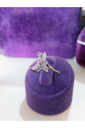 Vintage Tasarım Pırlanta,Ametist ve Yakut Taşlı Yüzük