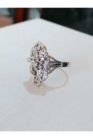 Vintage Tasarım Pırlanta Taşlı Mekik Yüzük