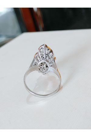 Vintage Tasarım Pırlanta Taşlı Mekik Yüzük