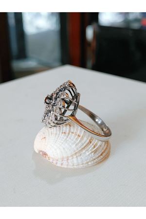 Vintage Tasarım Pırlanta Taşlı Yaprak Temalı Yüzük