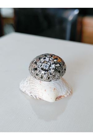 Vintage Tasarım Pırlanta Çok Taşlı Kazayağı Yüzük