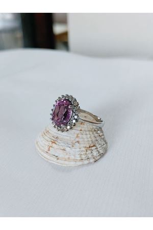 Vintage Tasarım Pırlanta ve Ametist Taşlı Yüzük