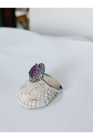 Vintage Tasarım Pırlanta ve Ametist Taşlı Yüzük