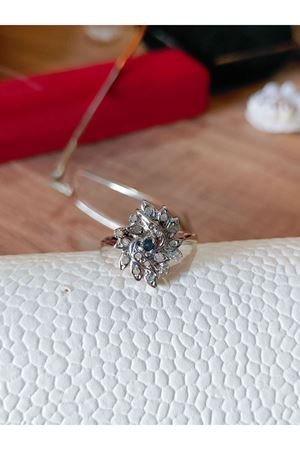 Vintage Tasarım Pırlanta ve Safir Taşlı Yüzük