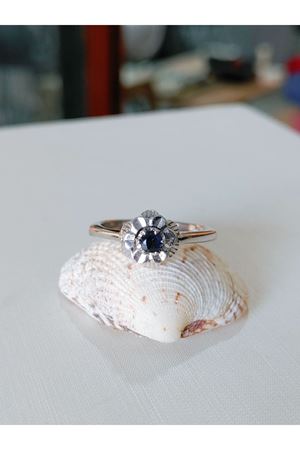 Vintage Tasarım Safir Taşlı Yüzük