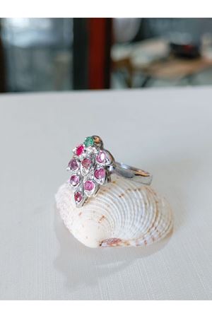 Vintage Tasarım Yakut ve Zümrüt  Taşlı Salkım Yüzük