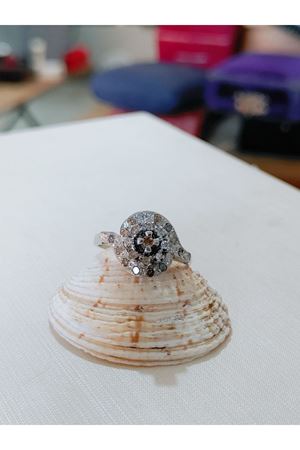 Vintage Tasarım Pırlanta Taşlı Salyangoz Yüzük